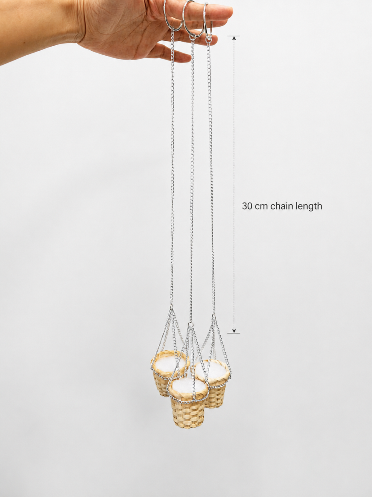 Mini hanging basket base with cord for DIY decor projects
