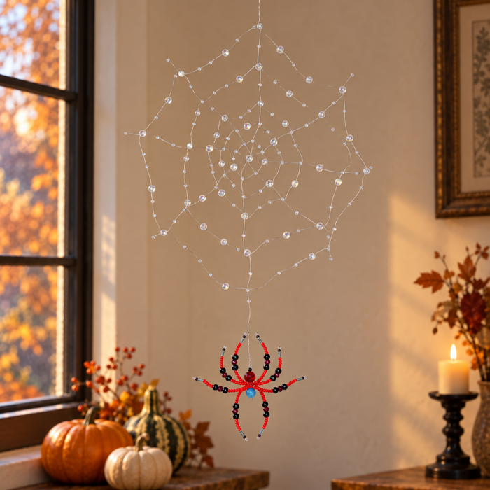 Beaded Spider Web & Spider