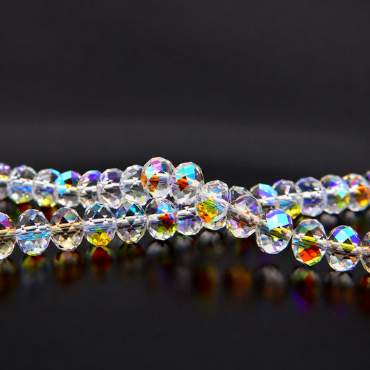 K9 faceted crystal glass rondelle beads in Heavenly Light - sold by the strand