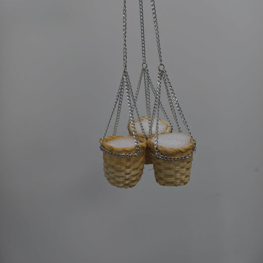 Close-up of mini woven basket base for beaded plant kits