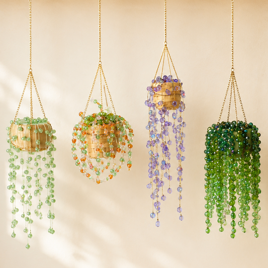Mini hanging basket base kit – build your own tiny beaded planter