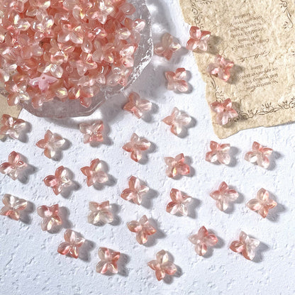 11x12mm glass hydrangea flower beads in Peach Gold, 50 pieces per pack