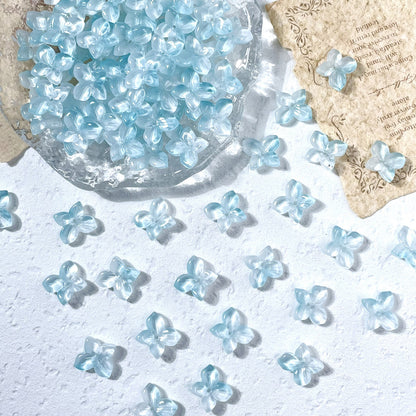 11x12mm glass hydrangea flower beads in Sky Blue Gradient, 50 pieces per pack