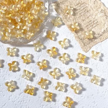 11x12mm glass hydrangea flower beads in Champagne Gold, 50 pieces per pack