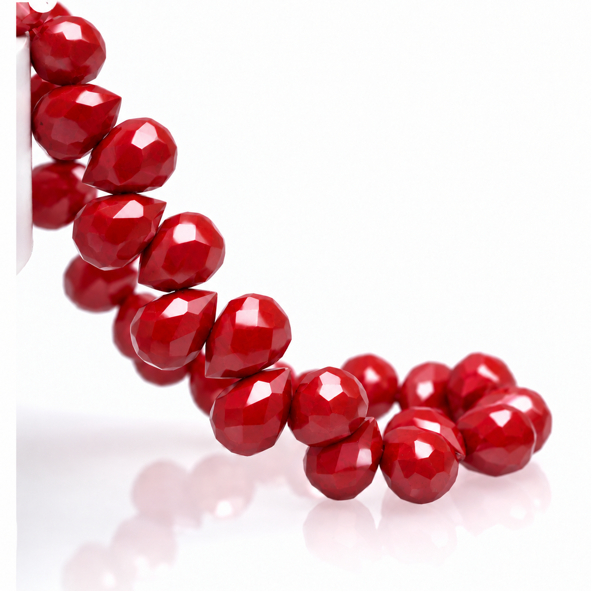 Berry Red AB faceted teardrop K9 glass bead strand, 8mm, included in the Christmas bead bundle