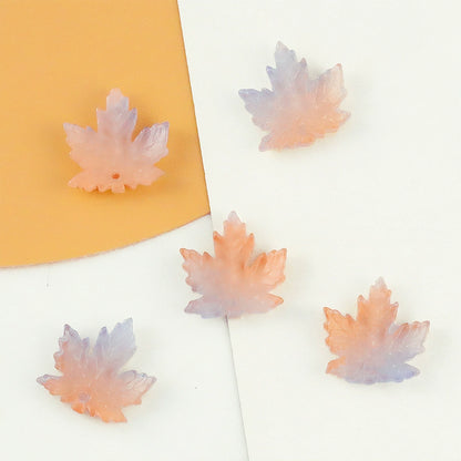 Blue & Orange 16mm glass maple leaf beads, 100 pieces per pack