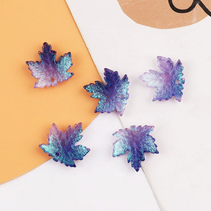 Purple Gradient 16mm glass maple leaf beads, 100 pieces per pack