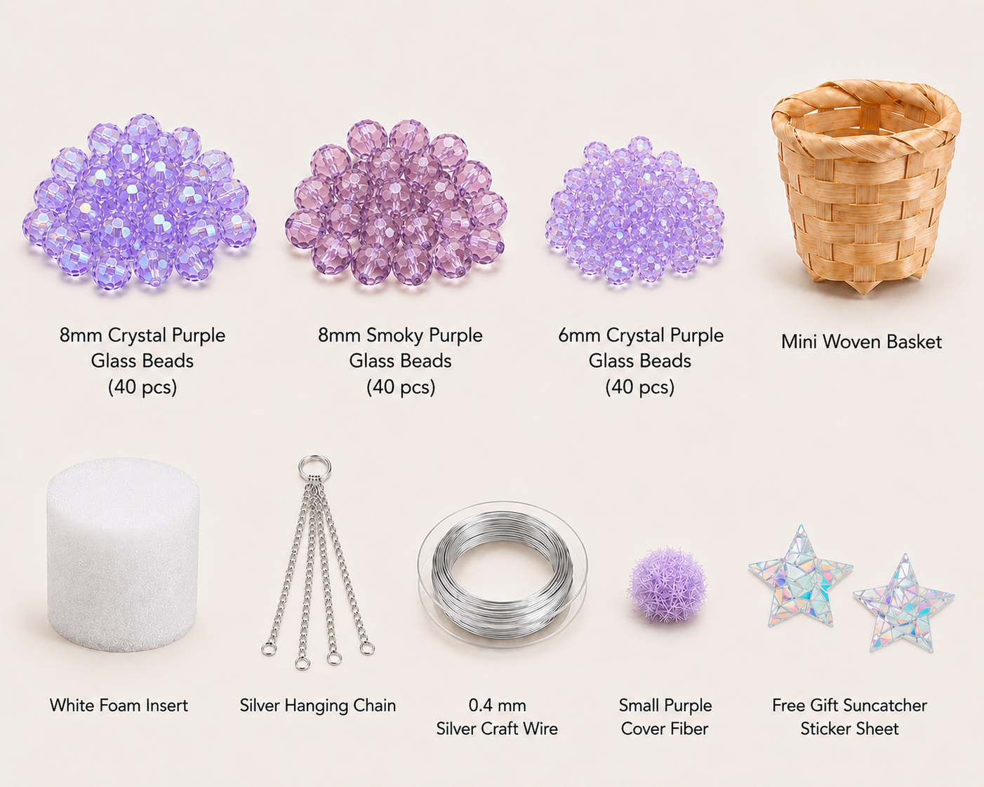 Mini Purple Beaded Plant Car Charm — DIY Kit or Finished Piece