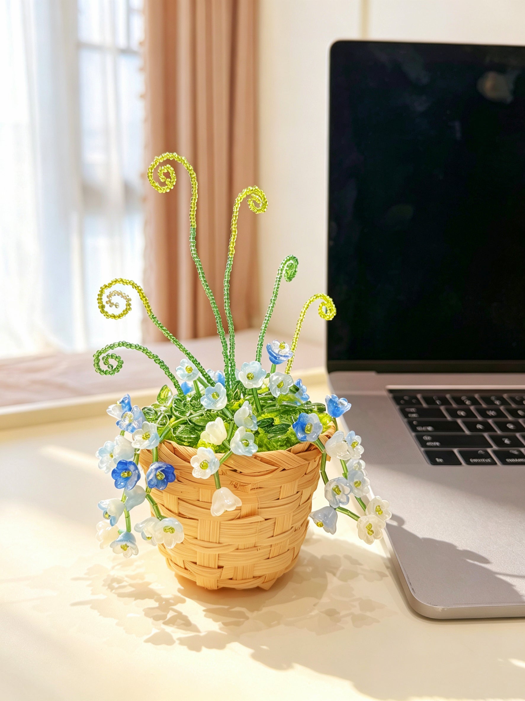 Bluebell beaded plant kit materials with crystal beads and wire