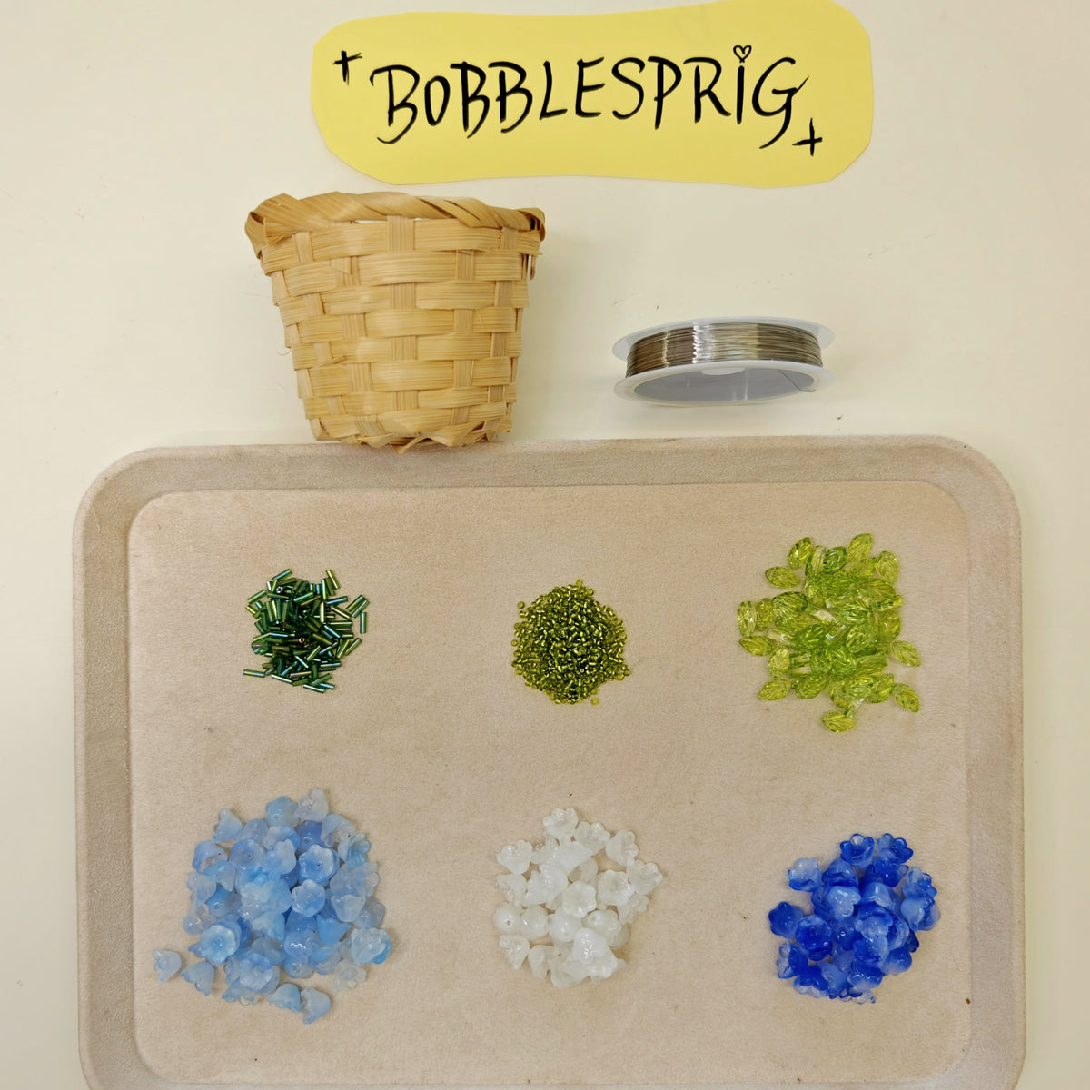 Basket-style bluebell beaded plant DIY craft project