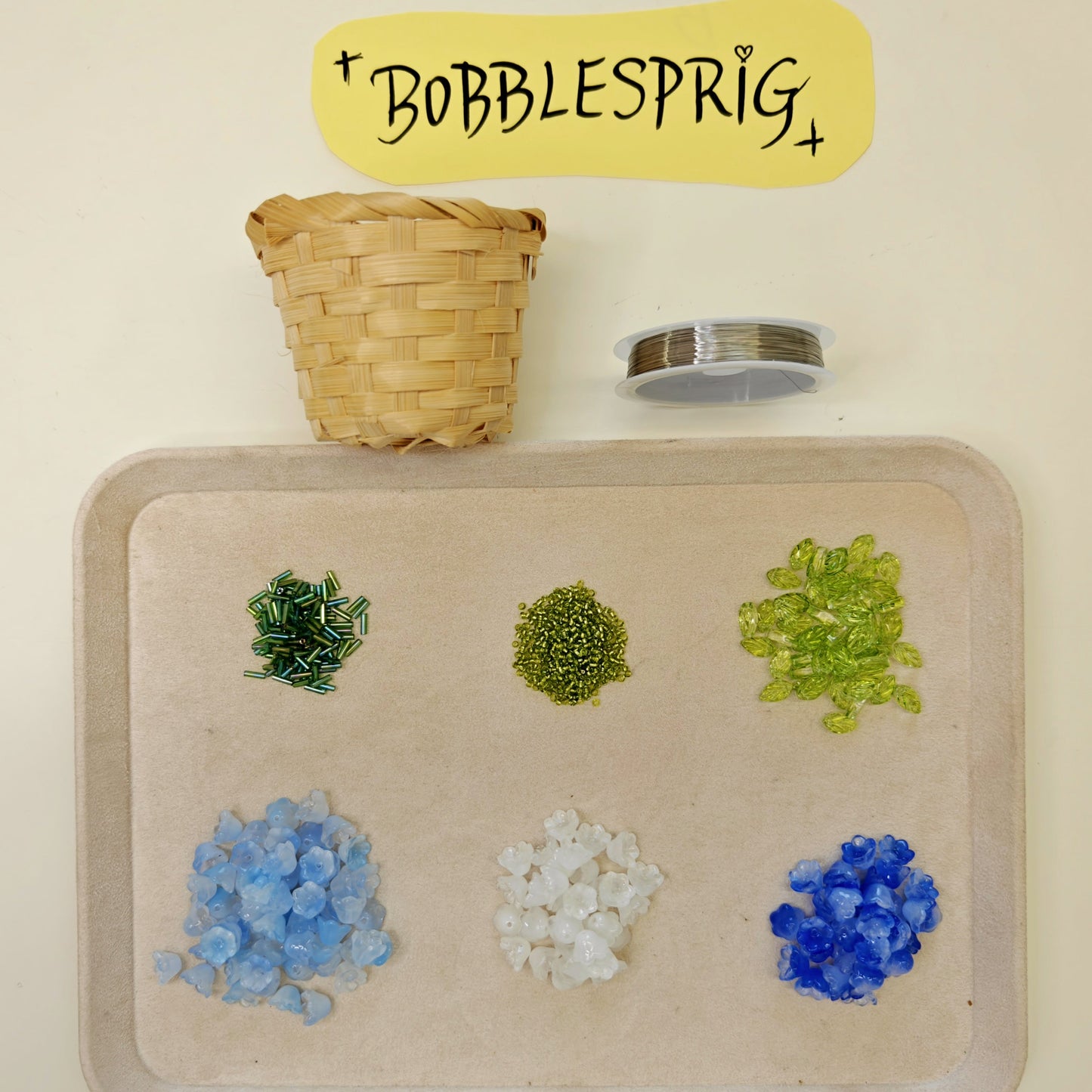Basket-style bluebell beaded plant DIY craft project