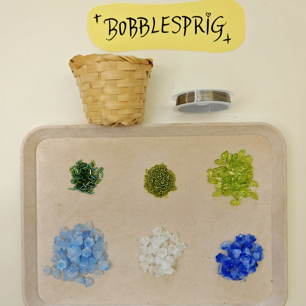 Basket-style bluebell beaded plant DIY craft project