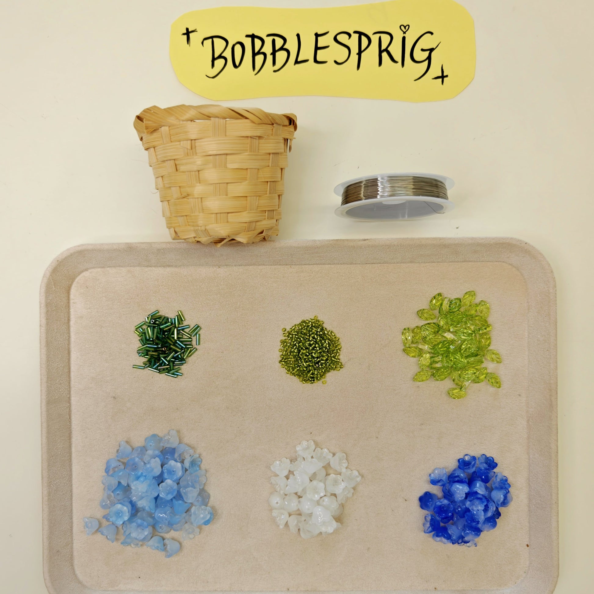 Basket-style bluebell beaded plant DIY craft project