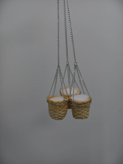 Close-up of mini woven basket base for beaded plant kits