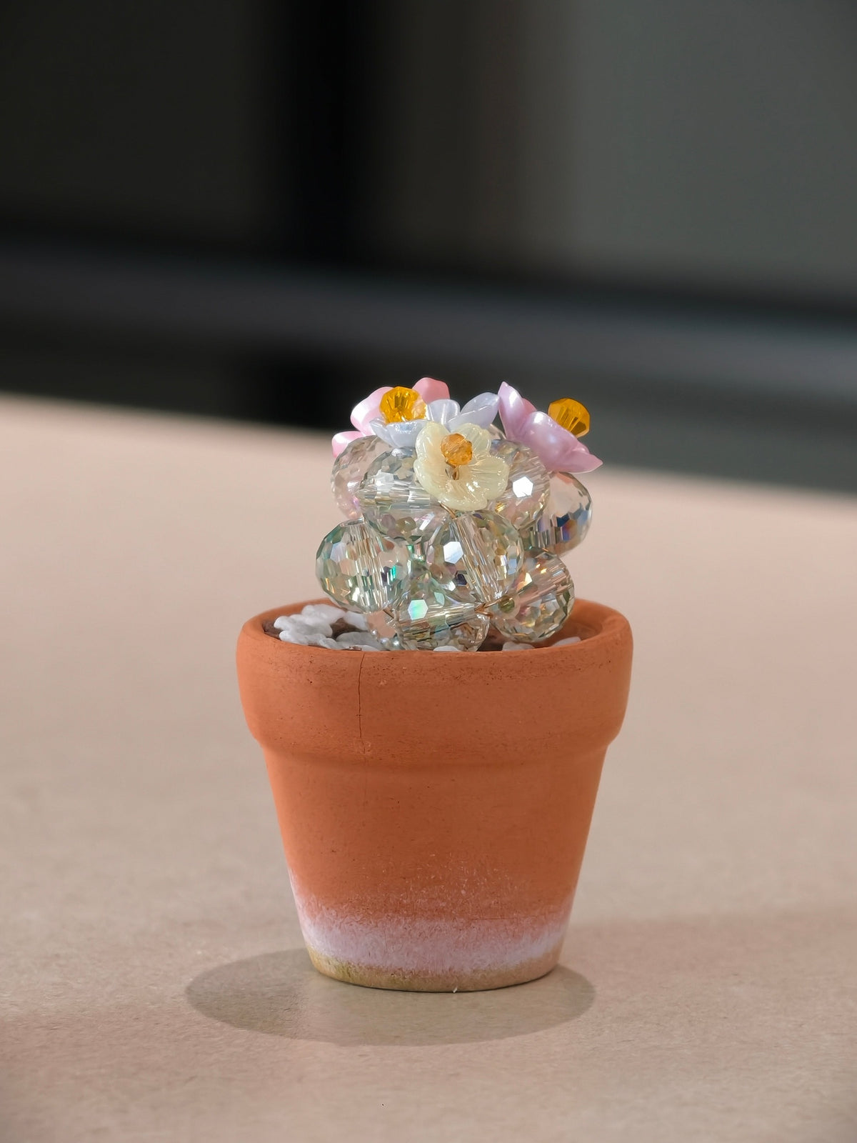 Mini beaded cactus fridge magnets DIY kit - set of 3 handmade crystal cactus magnets
