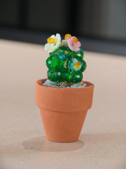 Mini beaded cactus fridge magnets DIY kit - set of 3 handmade crystal cactus magnets