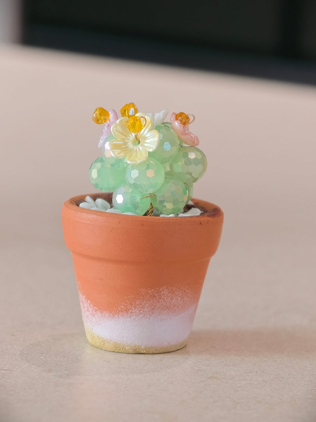 Mini beaded cactus fridge magnets DIY kit - set of 3 handmade crystal cactus magnets