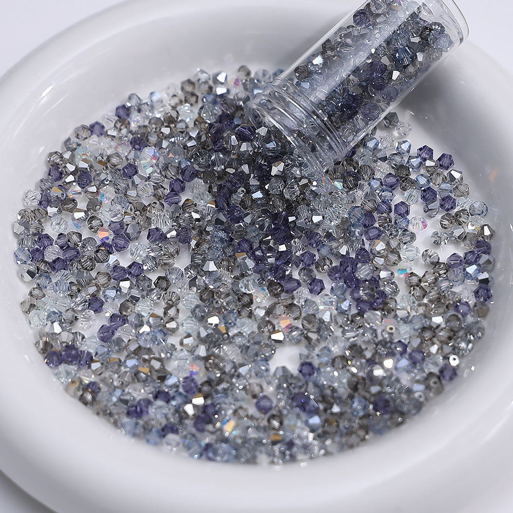 Blue Gray mix of 4mm faceted crystal glass bicone beads, 200 pieces per pack