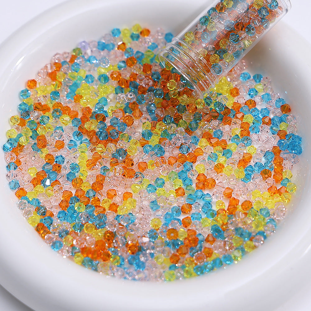 Rainbow Mix mix of 4mm faceted crystal glass bicone beads, 200 pieces per pack