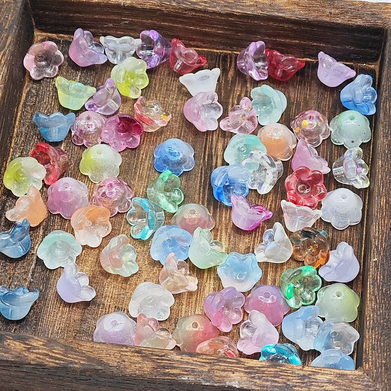 7 x 12 mm glass lily of the valley flower beads in assorted colors