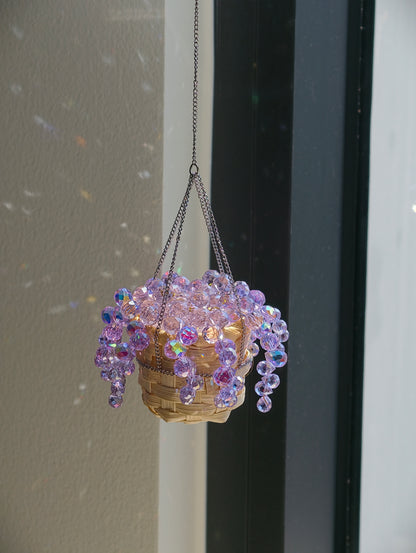 Mini Purple Beaded Plant Car Charm — DIY Kit or Finished Piece