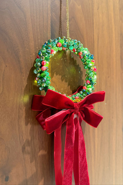 Beaded Christmas Wreath Ornament