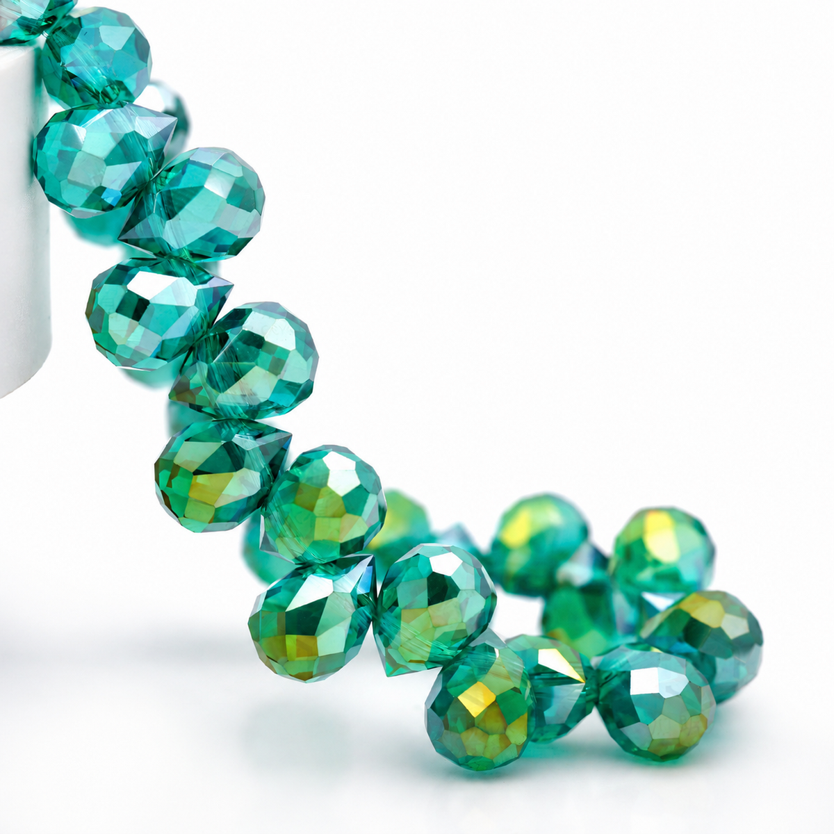 Apple green faceted glass teardrop beads for suncatcher crafts