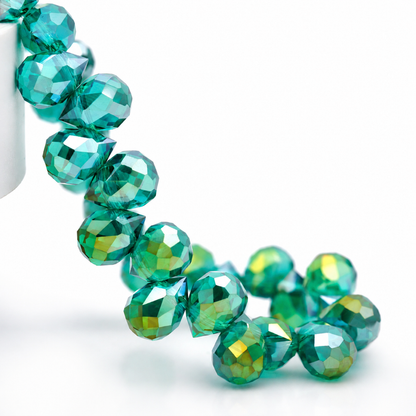 Apple green faceted glass teardrop beads for suncatcher crafts
