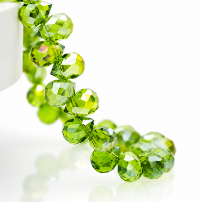 Green crystal glass teardrop beads for beaded plants and suncatchers