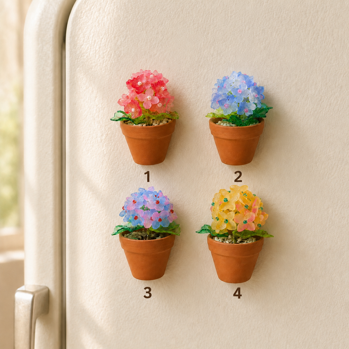 Mini beaded plant fridge magnets