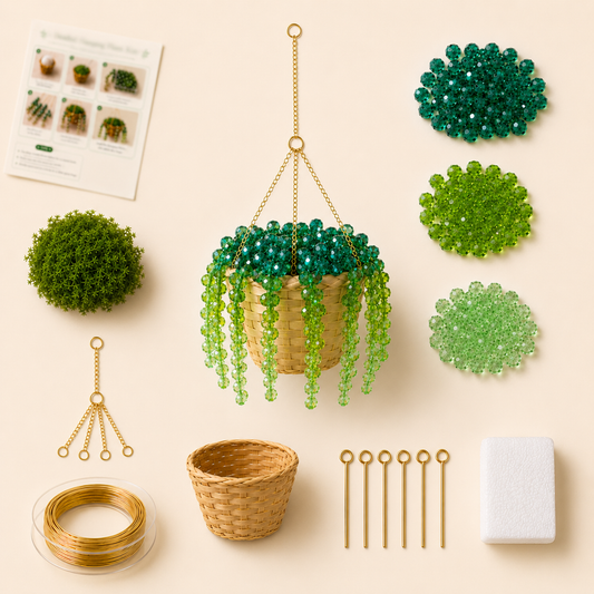 Classic Beaded Hanging Plant DIY Kit – Woven Basket