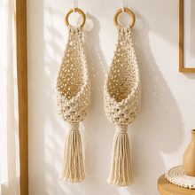 Macrame Hanging Basket Holder Set of 2 | Boho Plant Basket