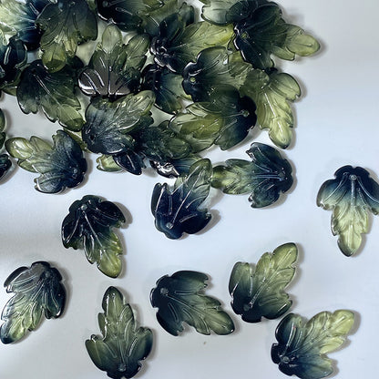 Black Gold Gradient chrysanthemum leaf glass beads, 19 x 26 mm