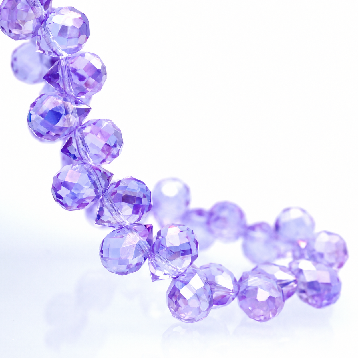 Natural Crystal Purple AB faceted teardrop K9 glass bead strand
