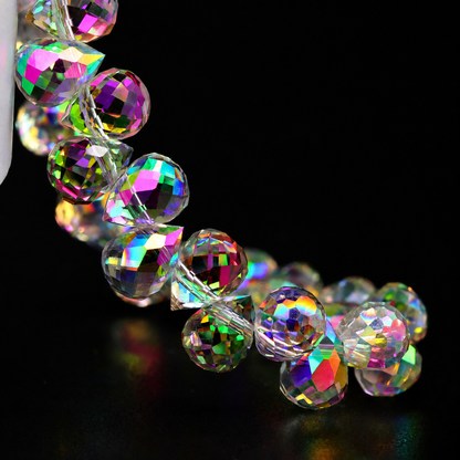 Sunlit Pink faceted teardrop K9 glass bead strand