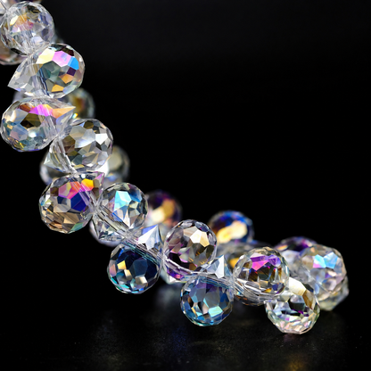Crystal Clear AB faceted teardrop K9 glass bead strand
