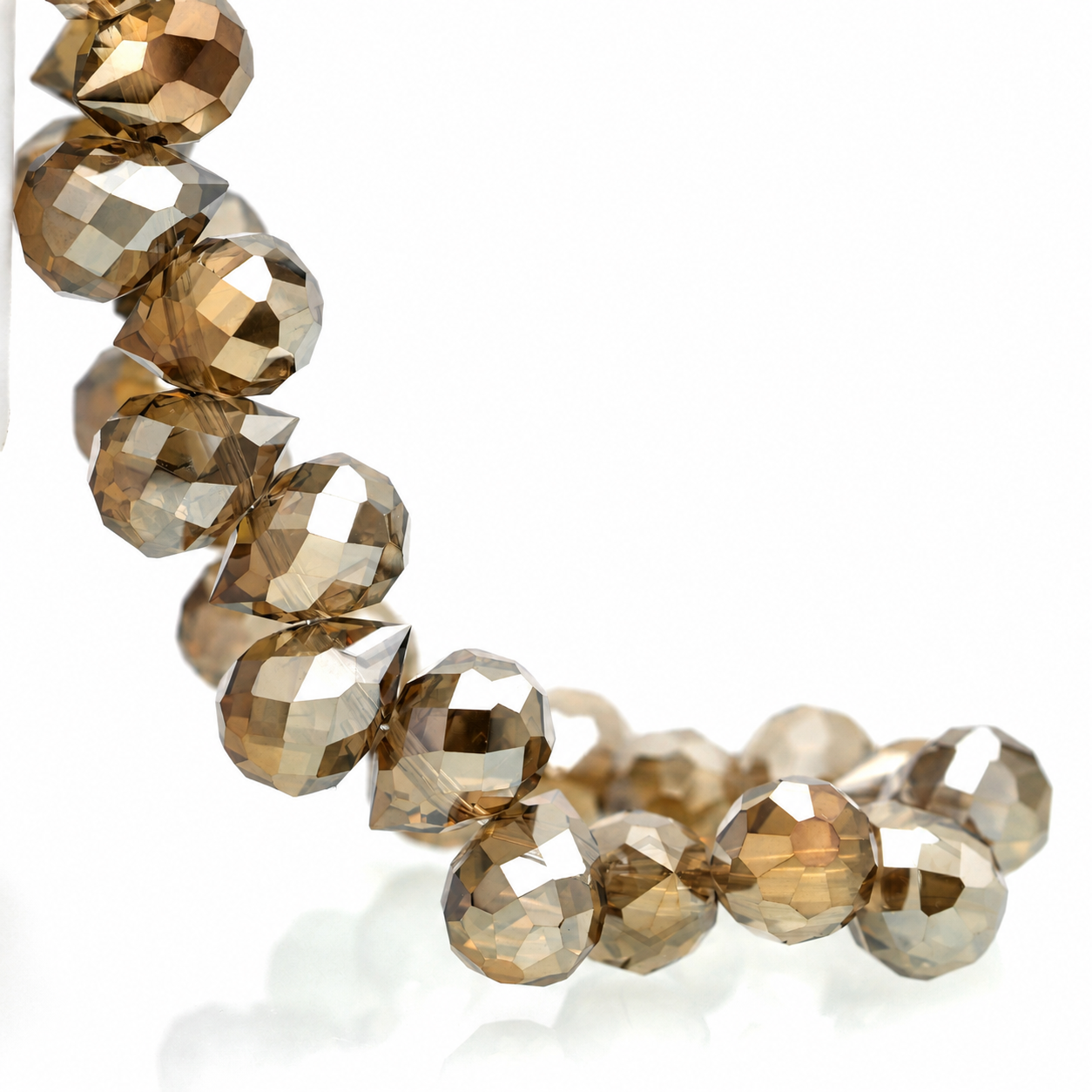 Coffee Brown faceted teardrop K9 glass bead strand