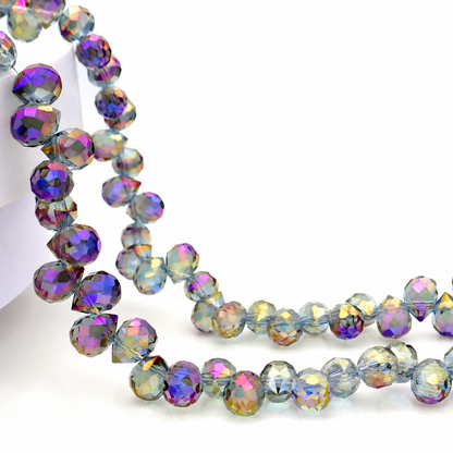 Transparent Purple faceted teardrop K9 glass bead strand