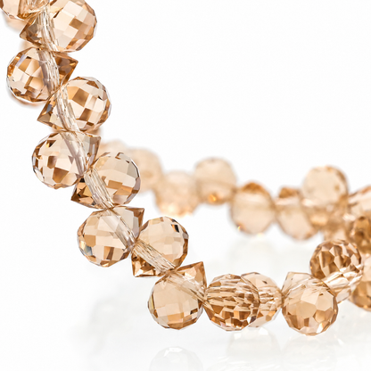 Natural Silver Champagne faceted teardrop K9 glass bead strand