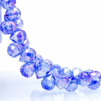 Light Blue AB faceted teardrop K9 glass bead strand