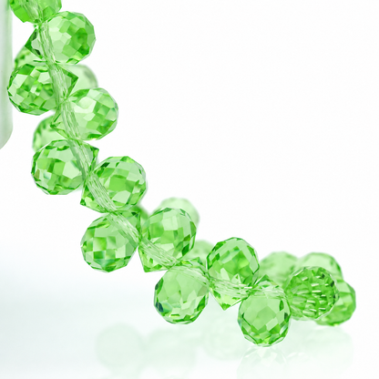 Fruit Green faceted teardrop K9 glass bead strand