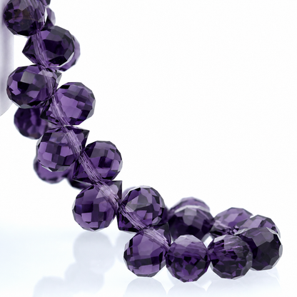 Violet faceted teardrop K9 glass bead strand
