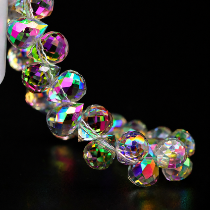 Sunlit Pink faceted teardrop K9 glass bead strand