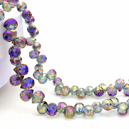 Transparent Purple faceted teardrop K9 glass bead strand
