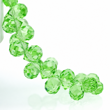 Fruit Green faceted teardrop K9 glass bead strand