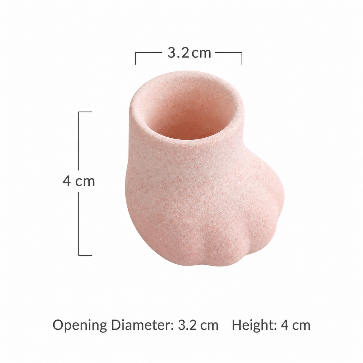 Pink mini cat paw pot dimensions 3.2 cm opening and 4 cm height