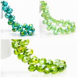 8mm Faceted Crystal Glass Teardrop Beads — 3 Green Color Set