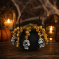 Halloween Skull Witch Cauldron Beaded Hanging Plant