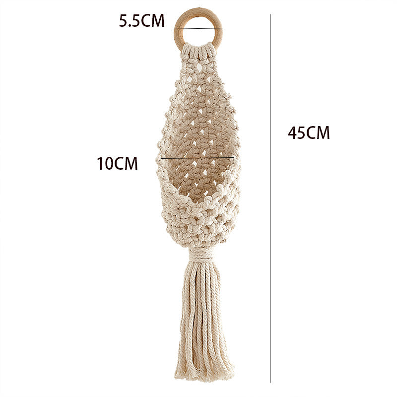 Macrame hanging basket size details 45cm length 10cm width