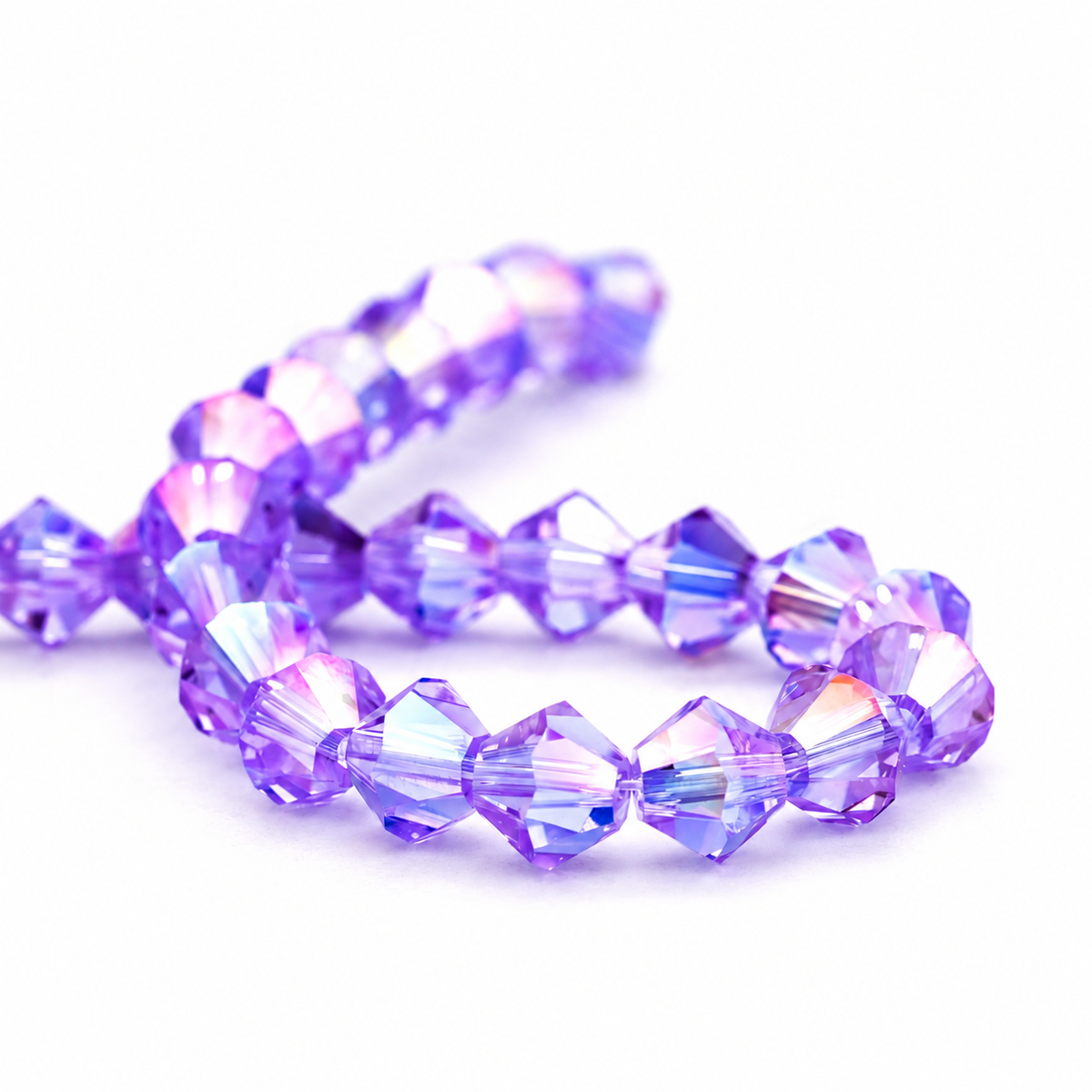 K9 faceted crystal glass bicone beads – Crystal Purple AB